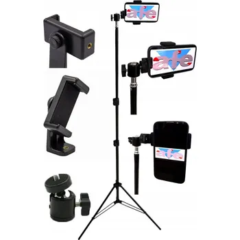 Stativ SADA 3V1 STATIV SELFIE TRIPOD 215 CM DRŽÁK OTOČNÝ NA TELEFON KULOVÁ HLAVA