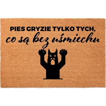 VSTUPNÍ ROHOŽKA 40X60 KOKOSOVÁ HUMOR NÁPIS PES KOUŠE BEZ ÚSMĚVU
