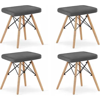 Taburet TABURET WERK - ŠEDÝ SAMET / NOHY PŘÍRODNÍ BARVY X 1