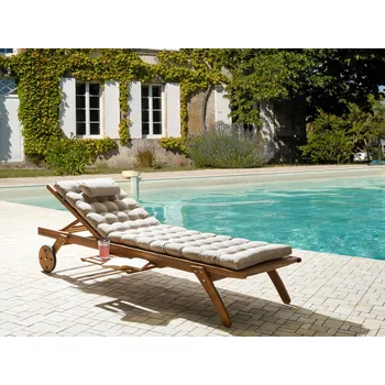 Podsedák Polštář polstr na zahradní lehátko šedý polyester odolný proti UV záření vázání silná opěrka hlavy Beliani