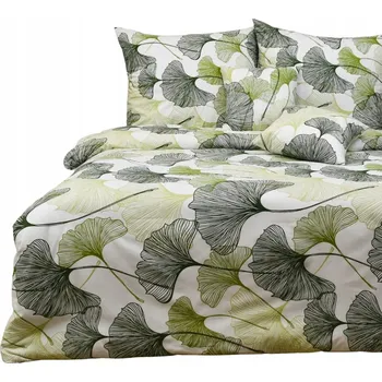 Povlečení Sada Povlečení Bawełnianej 220x200 2x70/80 listů ginkga Elegantní