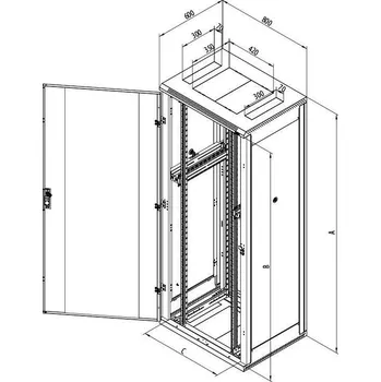 Rozvaděč Triton 19" rozvaděč stojanový 42U/600x800 dv. síto 80%-6mm RAL7035