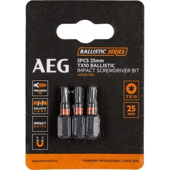 Bit Zesílené bity Ballistic 25 mm TX10 SDriver 3 ks AEG AAK253TX10