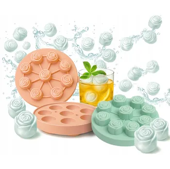 Tvořítko na led FORMA SYLIKONOWA DO KOSTEK LODU RÓŻA Formičky na led Zmrzlina 3D 9kusů