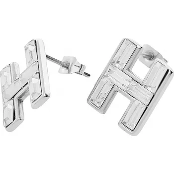 Souprava šperků MPM Dámské ocelové nerezové peckové náušnice "H" 6236 - stříbrné barvy