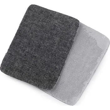 Klasická nažehlovací záplata RIFLOVÁ, textilní bavlněná 740371/6, černá žíhaná, 5,3x7,9cm, 10 kusů v balení