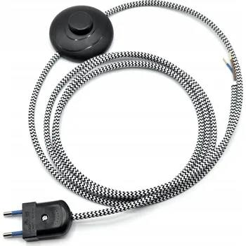 elektrický kabel Kabel v dekorativním opletu 2,5 m s nožním spínačem zebra bílo-černý