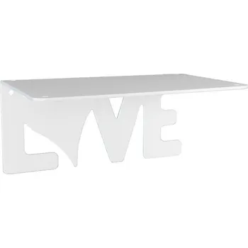 police Držák police Podpěra police nápis Love 140x180mm Ocelová Bílá