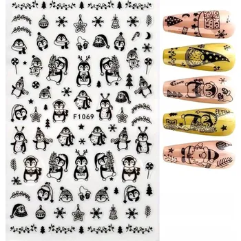 samolepka 3D Samolepky na nehty Zimní sněhové vločky Vánoční hvězdy R216