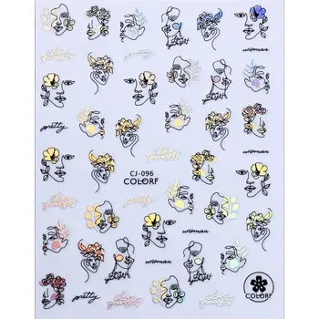 samolepka Samolepky na nehtech 3D tváře ženy grafika R6