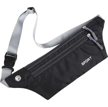 Outdoorové zavazadlo Sportovní běžecká ledvinka černá z voděodolného oxfordu 33x11 cm s nastavitelným popruhem a dvěma kapsami na zip