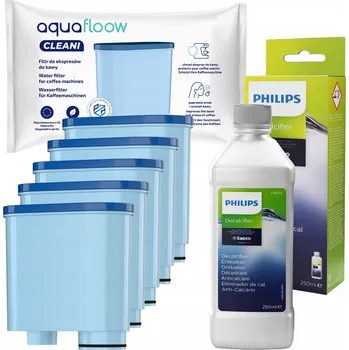 Příslušenství pro přípravu kávy 5x filtr do vody AquaFloow Cleani pro kávovary Philips + odvápňovač