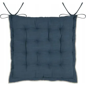 Podsedák POLŠTÁŘ NA ŽIDLI BAVLNĚNÝ MODRÝ S VAZÁNÍM PROŠÍVANÝ 38 x 38 cm