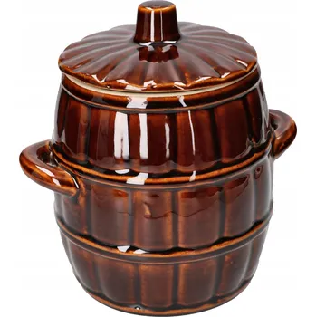 Hrnec Kameninový sud s víkem 3,2l hrnec k nakládání okurek, zelí, na sádlo