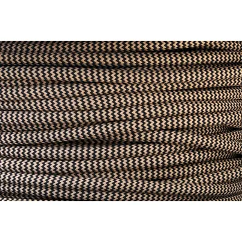 Textilní kabel Art Deco Zig Zag Černo-Béžový 29 opředený 2x0,75 a 3x0,75mm2, Počet vodičů v kabelu 3 vodiče v kabelu (3x0,75mm2)
