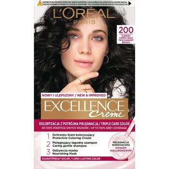 Barva na vlasy L'Oréal Paris Excellence barva na vlasy 200 hluboká tmavě hnědá, 1 ks.