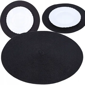 prostírání Prostírání na stůl 38 cm ochranná podložka dekorativní kulaté černé