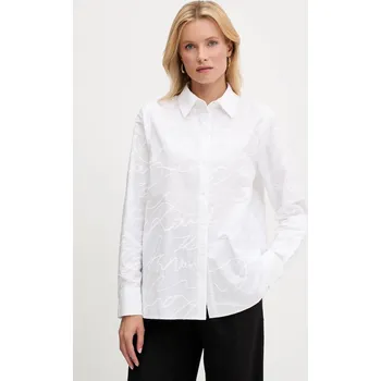 Dámská košile Bavlněná košile Karl Lagerfeld dámská, bílá barva, regular, s klasickým límcem, A3W11021 00X, vel. 34