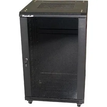 XtendLan 22U/600x600 stojanový, černý, skleněné dveře, plná záda