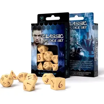 Hrací kostka Sada RPG kostek - Beige & Burgundy (Q-Workshop)