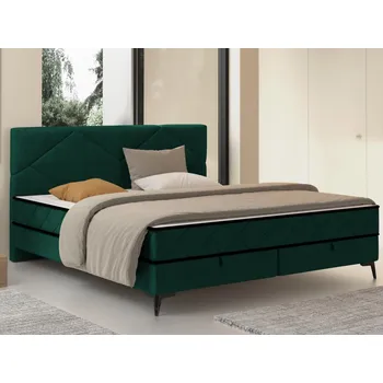 Postel Postel Parana 160x200 cm, lahvově zelená sametová látka