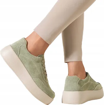 Dámská obuv Dámské KOŽENÉ tenisky Zelené Creepersy Pohodlná sportovní obuv vel. 40