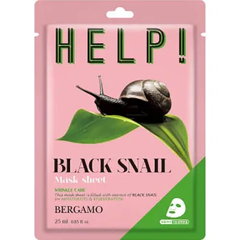 Pleťová maska Bergamo HELP! BLACK SNAIL pleťová maska, 25 ml