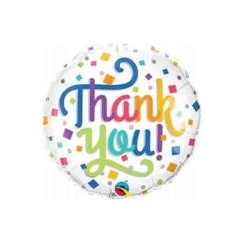 Balónek _xx_Fóliový balónek 18" QL CIR Děkuji - Barevné konfety