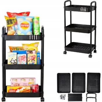 police MOBILNÍ REGÁL POLICE MOBILNÍ NA KOLEČKÁCH STOLEK PŘENOSNÝ S BLOKACÍ 3 POLICE