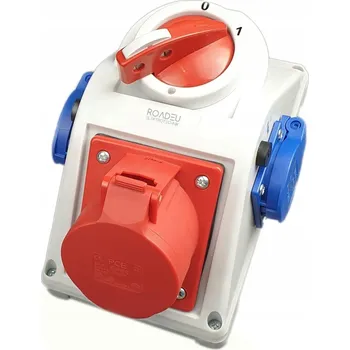 Elektrická zásuvka Kombinovaná zásuvková skříň PCE 32A 5P + 2x zásuvka 230V + Vypínač 0-1 s blokováním