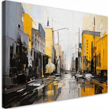 Obraz Moderní obraz do obýváku, Architektura města abstrakce žlutá 60x40
