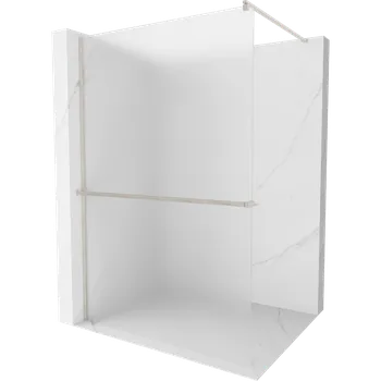 Mexen Kioto+ sprchová stěna s poličkou Walk-in 120 x 200 cm, matné sklo, kartáčovaný nikl - 800-120-121-97-30 Sprchové stěny