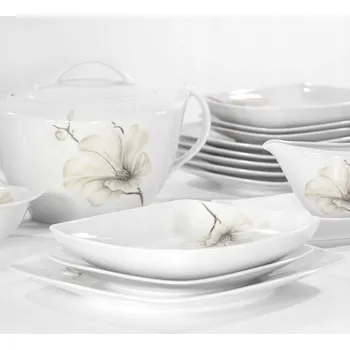 Talíř Jídelní servis Ćmielów Chodzież Akcent G463 čtvercové talíře 18 ks