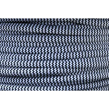 elektrický kabel Textilní kabel Zig Zag Černo-Bílý 24 opředený 2x0,75 a 3x0,75mm2, Počet vodičů v kabelu 2 vodiče v kabelu (2x0,75mm2)