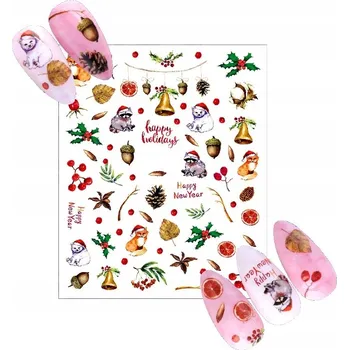 samolepka Samolepky na nehty 3D VÁNOČNÍ koťátka E175