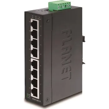 Switch Planet ISW-801T, 8x 10/100, DIN,IP30, rozšířený teplotní rozsah -40~75°C, IEEE 802.3az (EEE), EFT+ESD