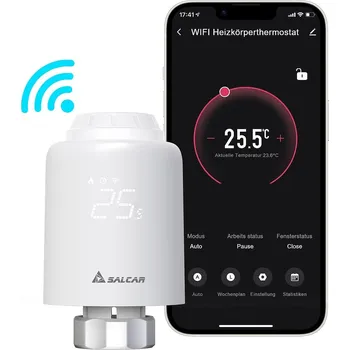Hlavice pro radiátor TERMOSTATICKÁ HLAVICE INTELIGENTNÍ TRV10 WIFI ZIGBEE SALCAR TRV603