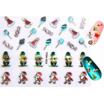 3D vánoční Samolepky na nehty s motivem Santa Clause Y58