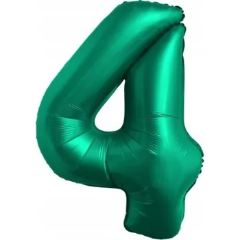 Balónek Foliový Balónek číslo 4 zelený chromový 86 cm