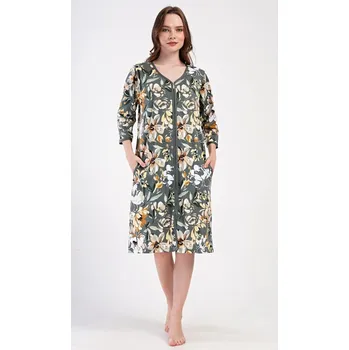 Dámské šaty Dámské domácí šaty s tříčtvrtečním rukávem Marie - khaki - 3XL