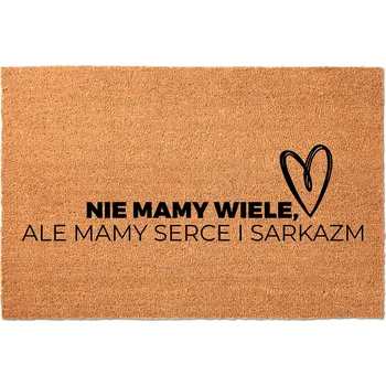 Obraz VSTUPNÍ ROHOŽKA 40X60 BÉŽOVÁ KOKOSOVÁ HIT HUMOR NÁPIS SRDCE A SARKASMUS