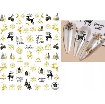 samolepka Samolepky na nehty 3D vánoční sobi R113