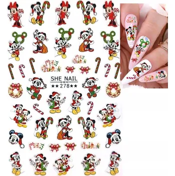 samolepka 3D Samolepky na nehty Zimní sněhové vločky Vánoce Mickey Mouse R206