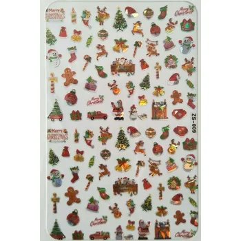 samolepka Samolepky na nehty 3D vánoční sobíci E147