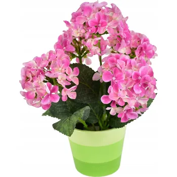 umělá květina Hortenzie růžová 5 květů v keramickém květináči 33x27 cm