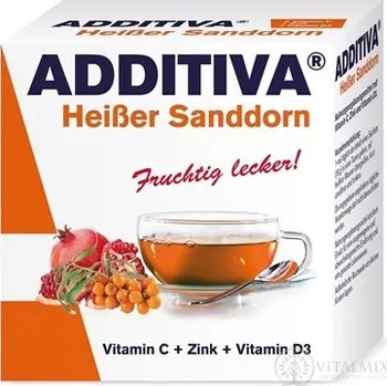 ADDITIVA Horký doušek Rakytník sáčku s práškem (vitamín C + D3 + zinek) (po 10 g) 10 ks