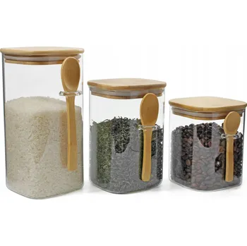 Dóza na potraviny Set 3 skleněných dóz Maxxo 800/1000/1200 ml na čaj, kávu, rýži, mouku, cukr