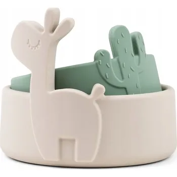 dětská jídelní sada Miska Done By Deer zelená silikonová