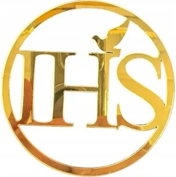 Obraz Id_5233 TOPPER ke SVATÉ PŘIJÍMÁNÍ SVATÉ IHS ZLATÝ KULATÝ AKRYLOVÝ K PRVNÍMU SVATÉMU PŘIJÍMÁNÍ DORT NA BOK