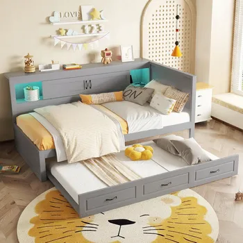 Postel Jednolůžková dřevěná postel Arhatreya 90x200 cm šedá